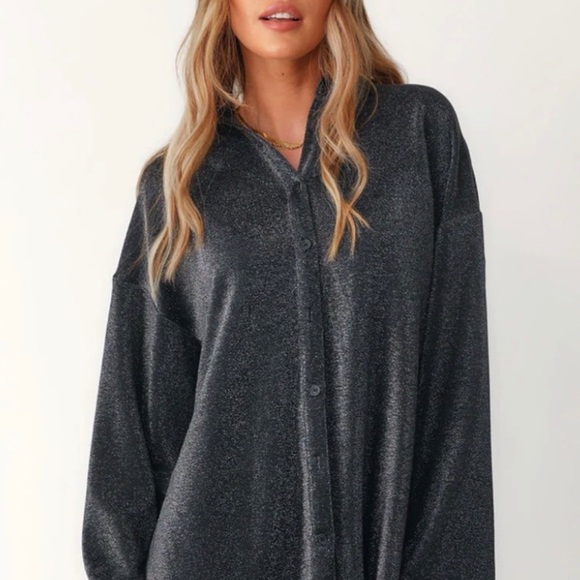 Kittenish Dreamy Night Shimmer Button Down Shirt - Picture 1 of 3